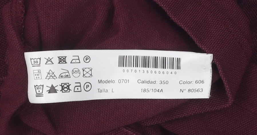 Unisex Adultss UK Size L Massimo Dutti Red Cotton Polo