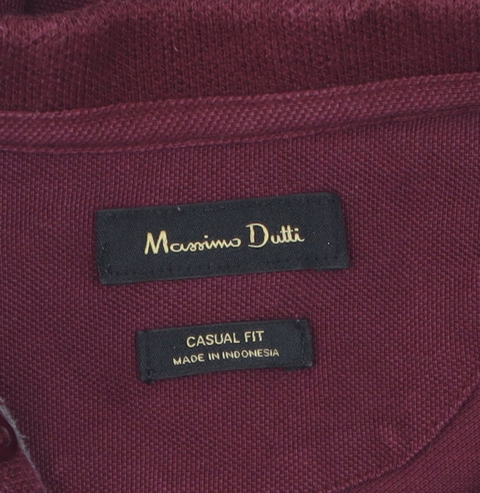 Unisex Adultss UK Size L Massimo Dutti Red Cotton Polo