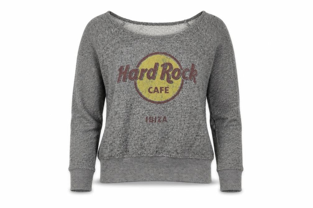 Womens UK XS Relaxed Hard Rock Cafe Grey Pullover Tight-Knit