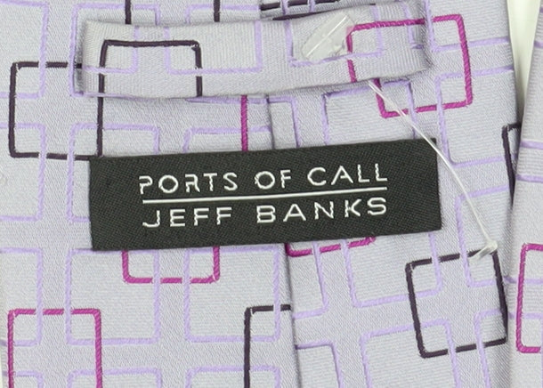 Jeff Banks Men's Purple Geometric Silk Tie