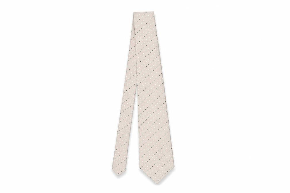 Thomas Nash Men's Beige Silk Polka Dot Tie, One Size
