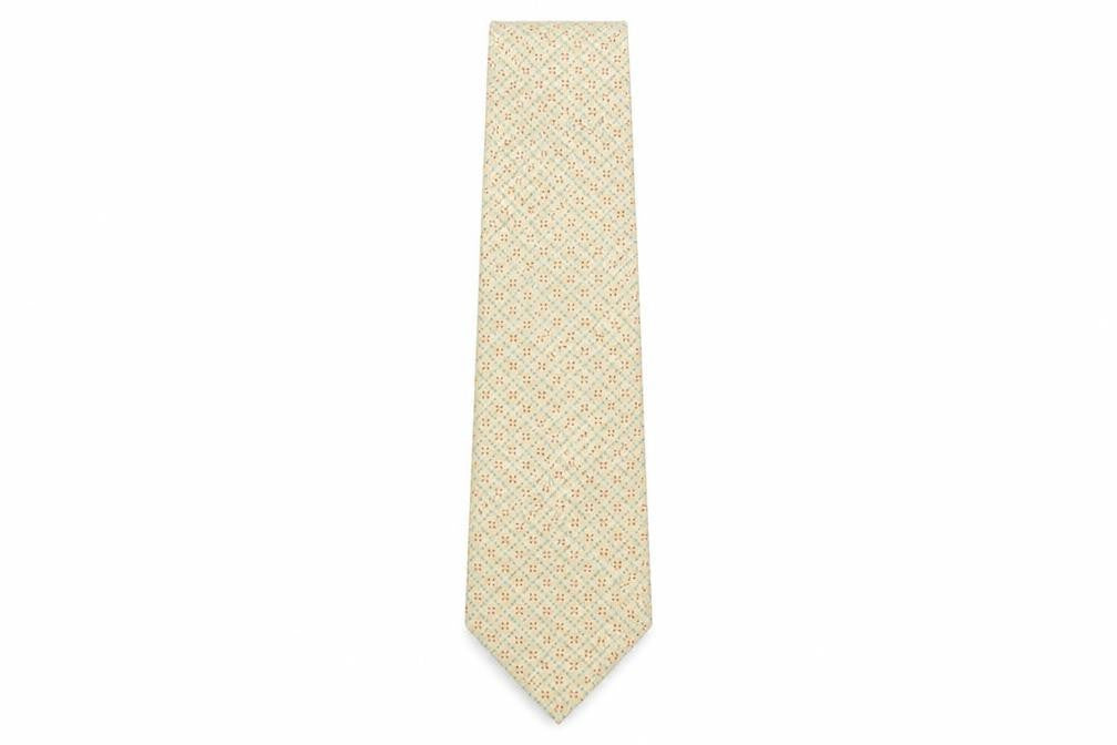 T.M.Lewin Men’s Beige Plaid Silk Tie, One Size