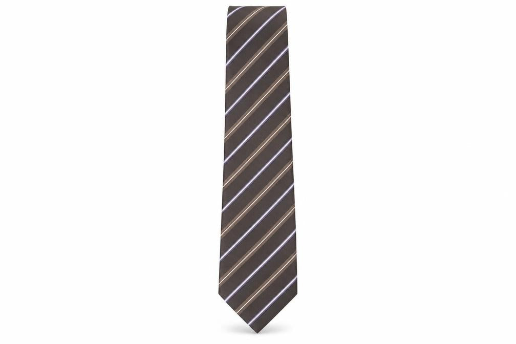 Pierre Cardin Men's Brown Striped Silk Tie