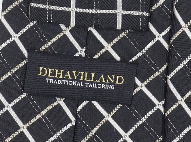 Dehavilland Men's Black Silk Plaid Tie - One Size