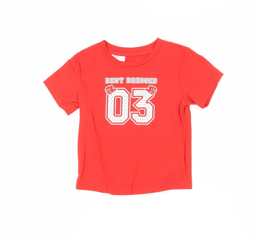 Adidas Unisex Baby Red Graphic T-Shirt 18-24M