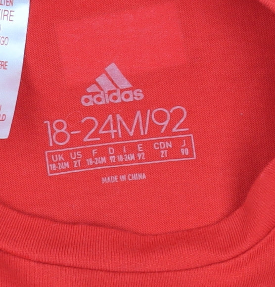 Adidas Unisex Baby Red Graphic T-Shirt 18-24M