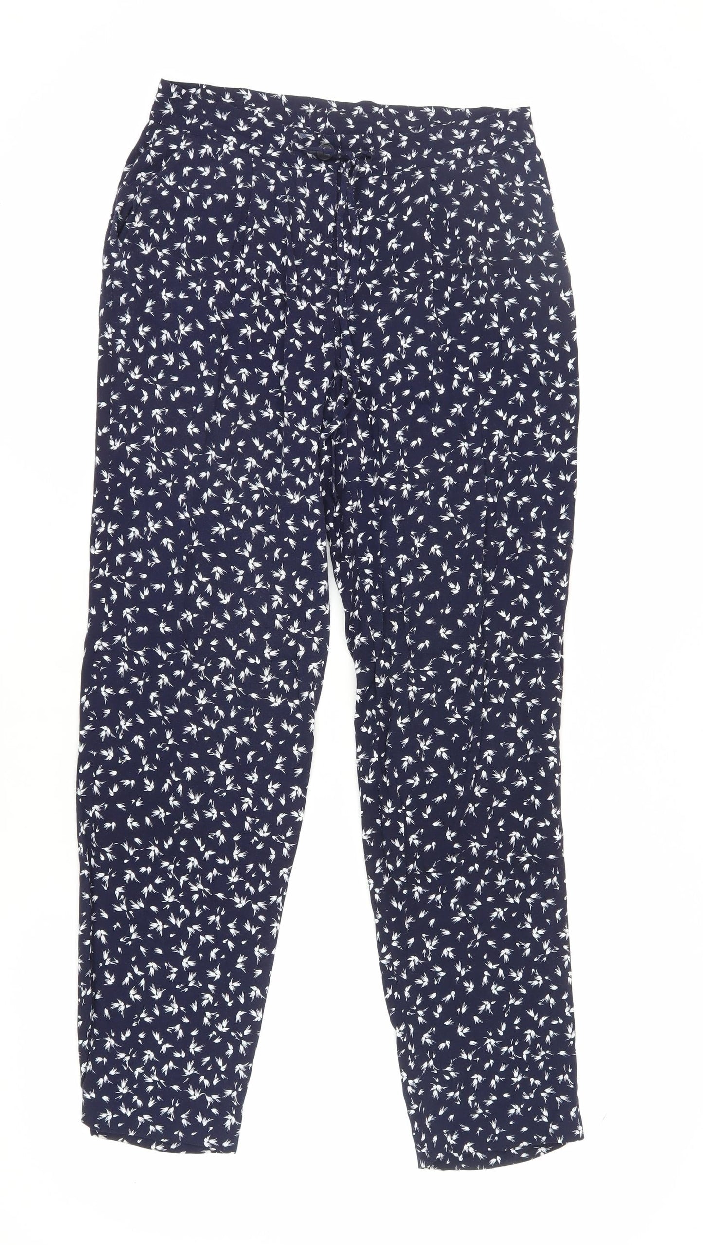 Jigsaw Women's Blue Floral Cropped Trousers, Size 8