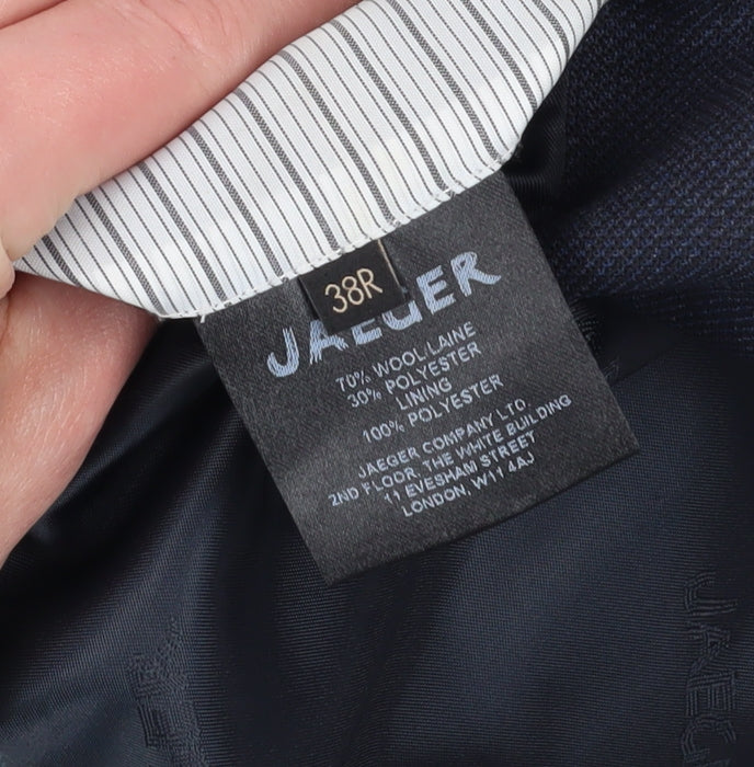 Jaeger Men's Blue Blazer, 38, Regular Fit, Formal Elegance