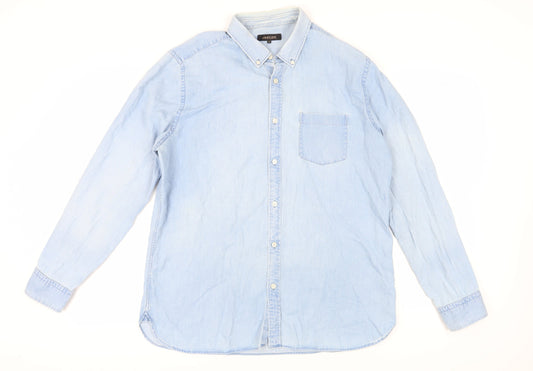 Jaeger Men's Blue Denim Button-Up Shirt XL