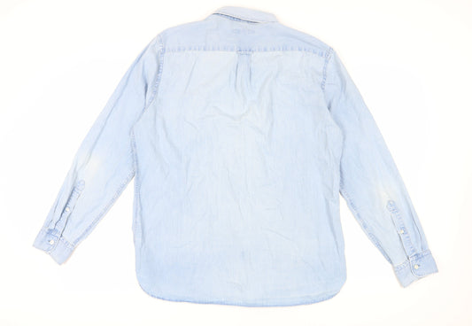 Jaeger Men's Blue Denim Button-Up Shirt XL