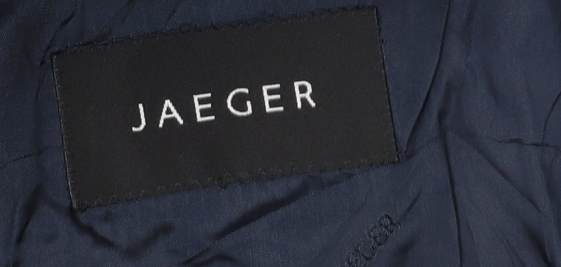 Jaeger Men's Blue 38S Suit Jacket, Striped Pattern