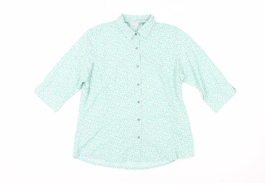 Regatta Women's Green Floral Button-Up Shirt Size 12