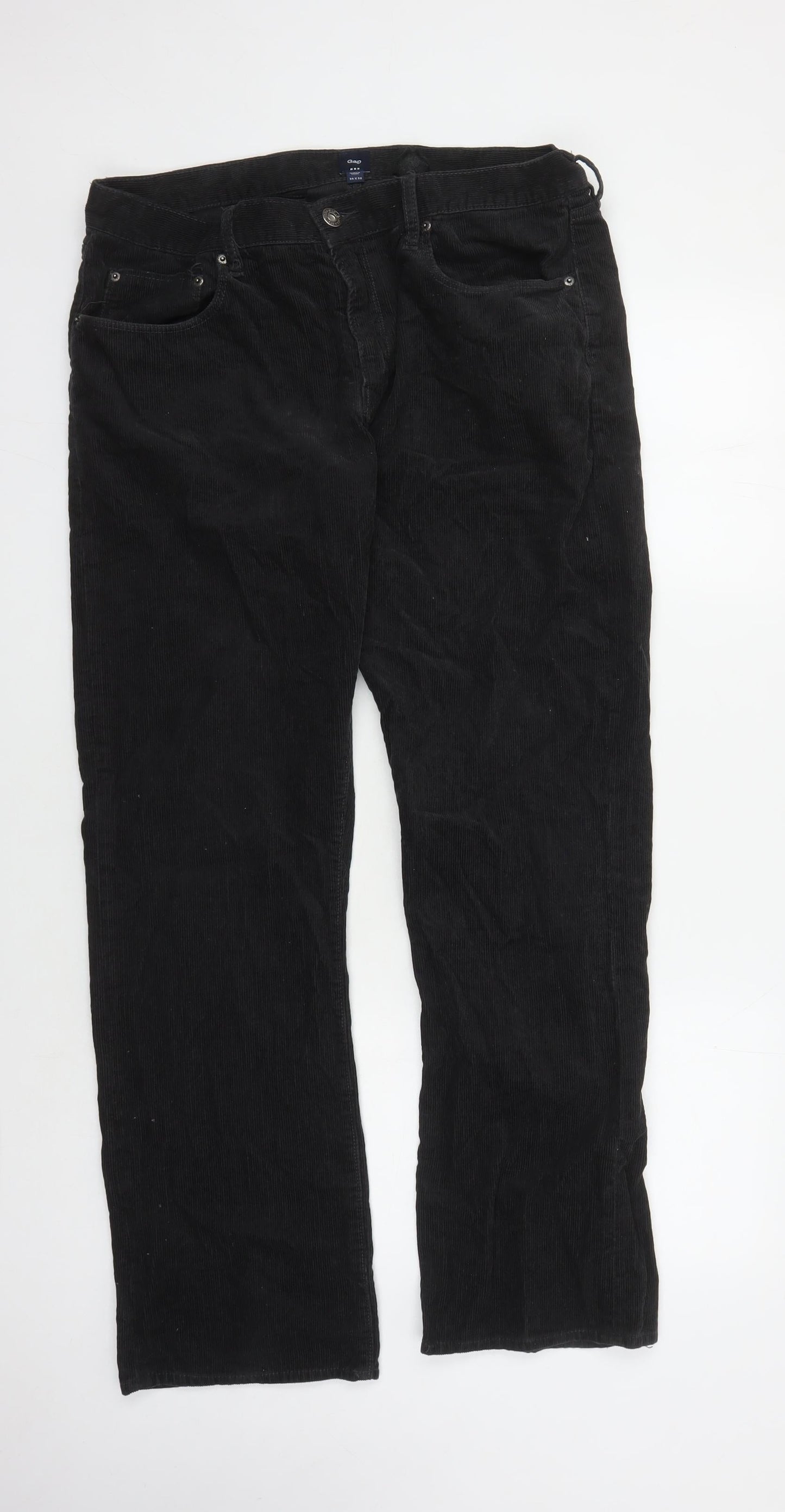 Gap Men's Black Corduroy Trousers, Size 36X32, Straight Fit