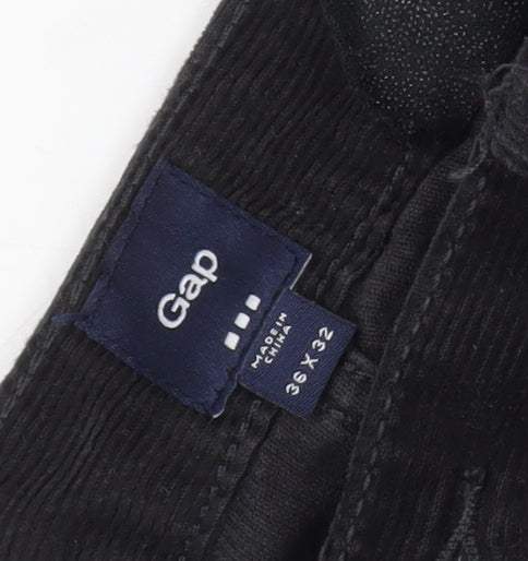 Gap Men's Black Corduroy Trousers, Size 36X32, Straight Fit