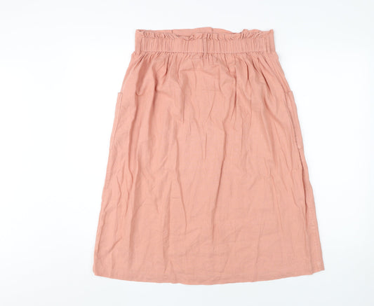 Fat Face Women's Pink A-Line Midi Skirt Size 10