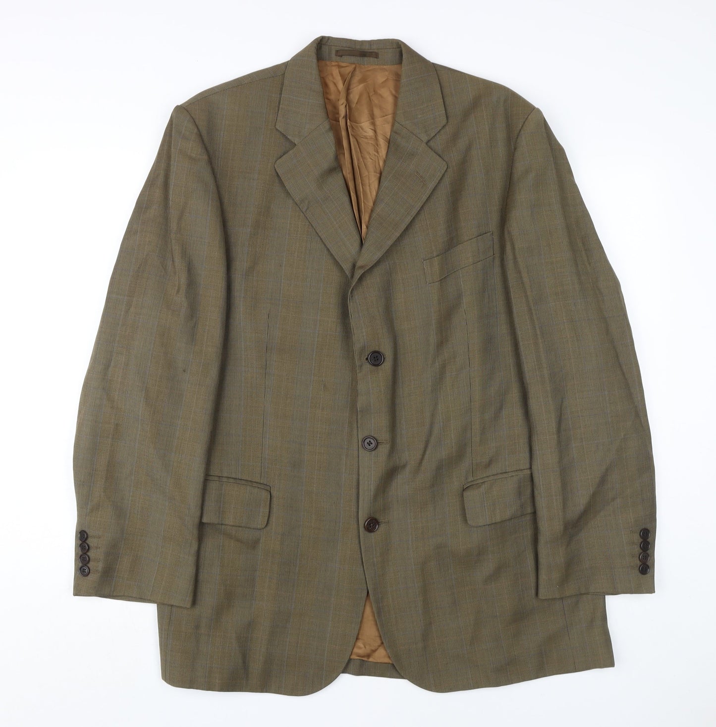 Magee Men's Brown Check Wool Blazer, Size 44R, Classic