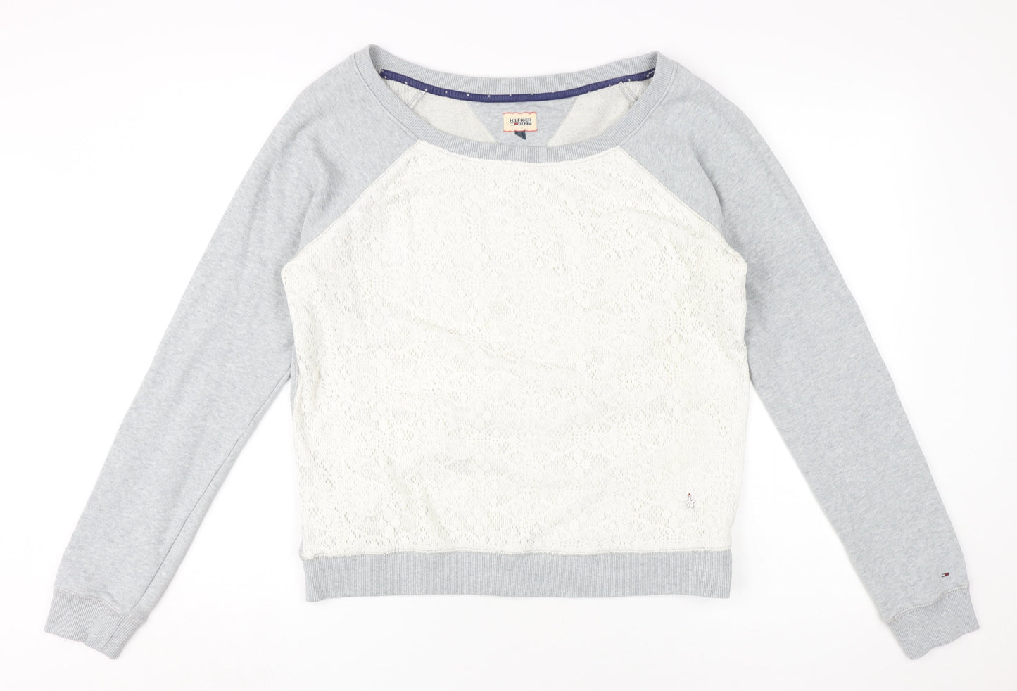 Hilfiger Denim Women's Grey Lace Pullover Sweatshirt L