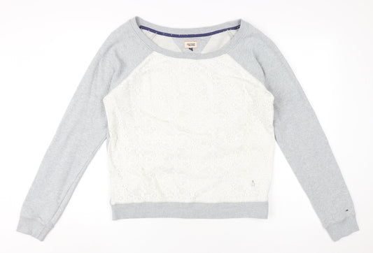 Hilfiger Denim Women's Grey Lace Pullover Sweatshirt L