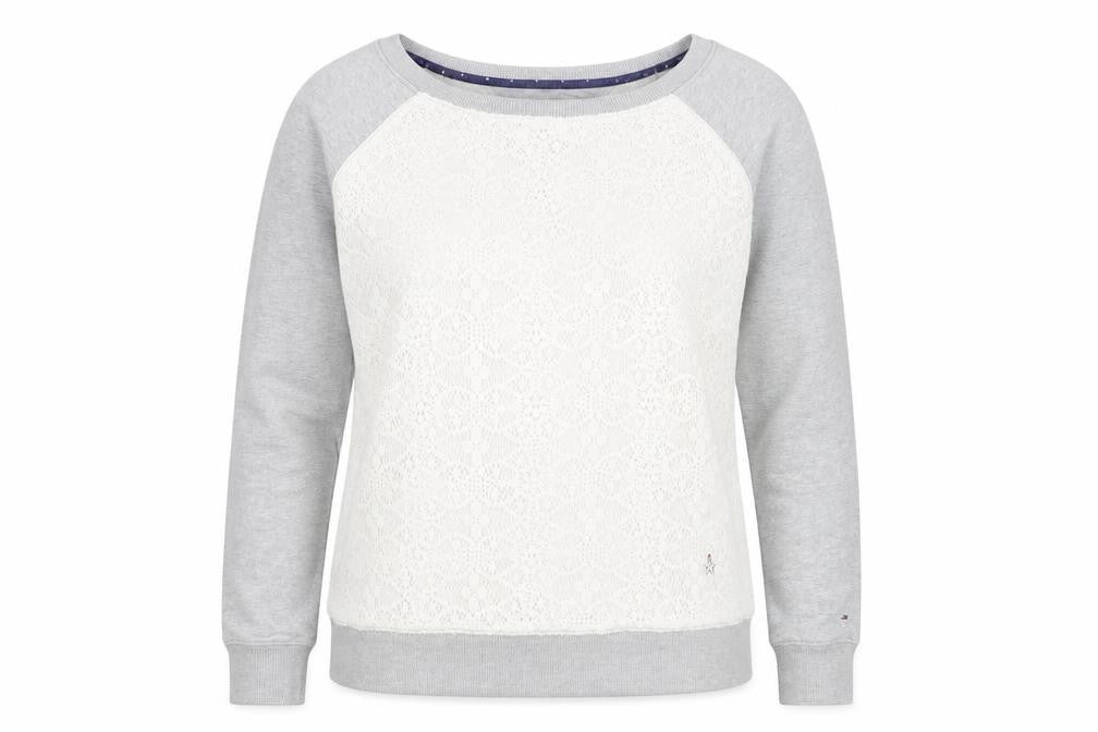 Womens UK L Regular Hilfiger Denim Grey Pullover Sweatshirt