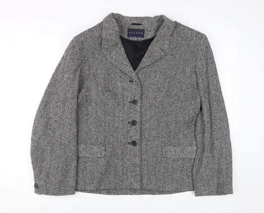 Alexon Women Grey Tweed Blazer Size 14 - Button Closure