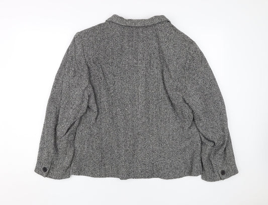 Alexon Women Grey Tweed Blazer Size 14 - Button Closure