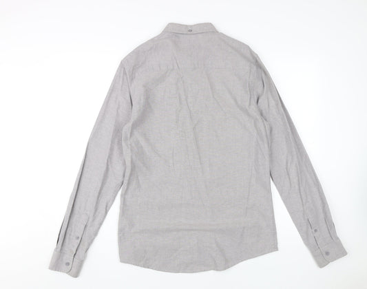 Firetrap Men's Grey Long Sleeve Shirt M Casual
