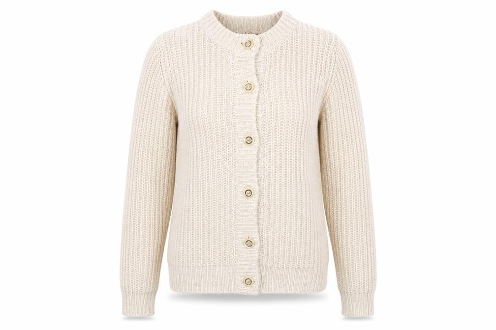 Honor Millburn Women's Beige Cardigan M 14-16 Knit Collared