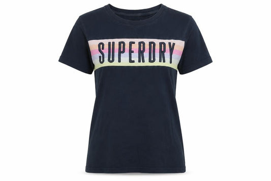 Unisex Adultss UK Size 8 Superdry Blue Cotton T-Shirt