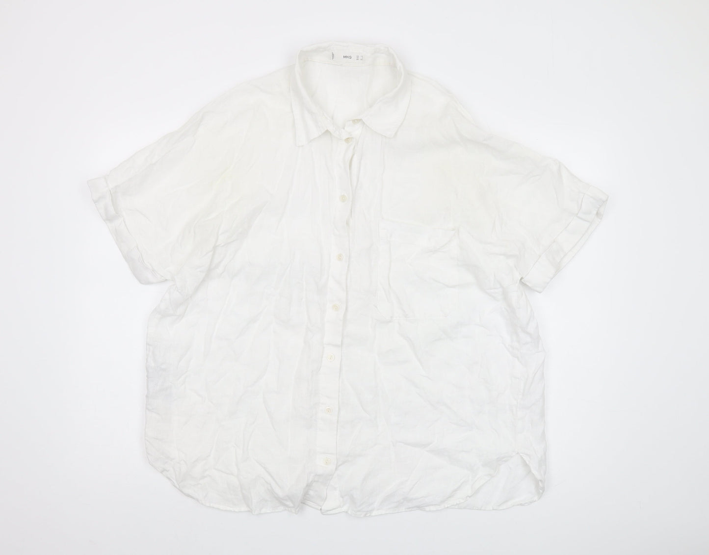 MNG Women's White Linen Button-Up Shirt XL