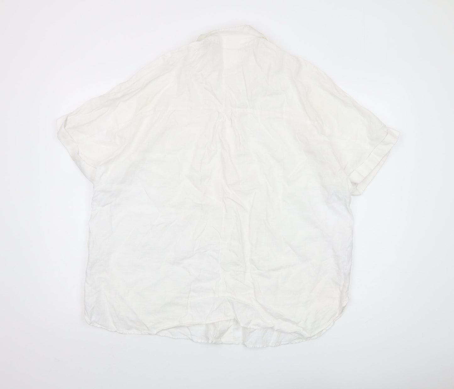 MNG Women's White Linen Button-Up Shirt XL