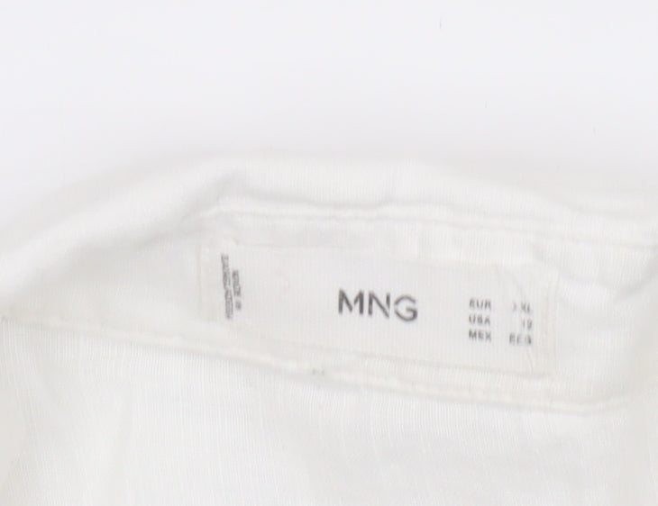 MNG Women's White Linen Button-Up Shirt XL