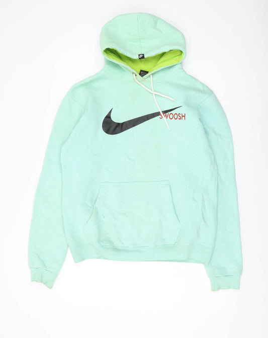 Nike Unisex Hoodie Green M Pullover Drawstring