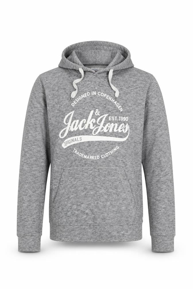Mens UK L Regular JACK & JONES Grey Pullover Hoodie