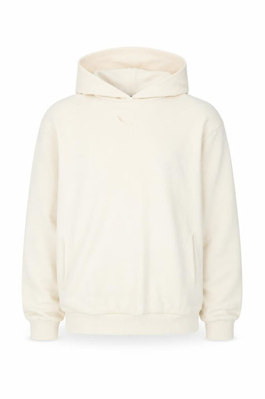 Front view of Ellesse Men's Beige M Pullover Hoodie, Fleece