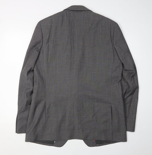 Jeff Banks Men's Grey Single-Breasted Wool Blazer 42L