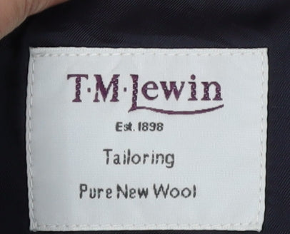 T.M. Lewin Men's Blue Wool Blazer 41R Herringbone