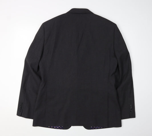 T.M. Lewin Men’s Black Regular Fit Wool Blazer 41R