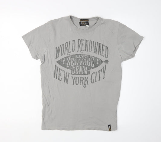 Jack & Jones Grey Cotton T-Shirt, Men's S, Graphic Print