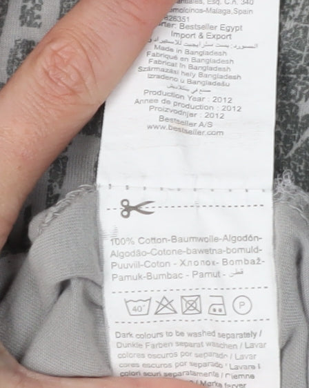 Jack & Jones Grey Cotton T-Shirt, Men's S, Graphic Print