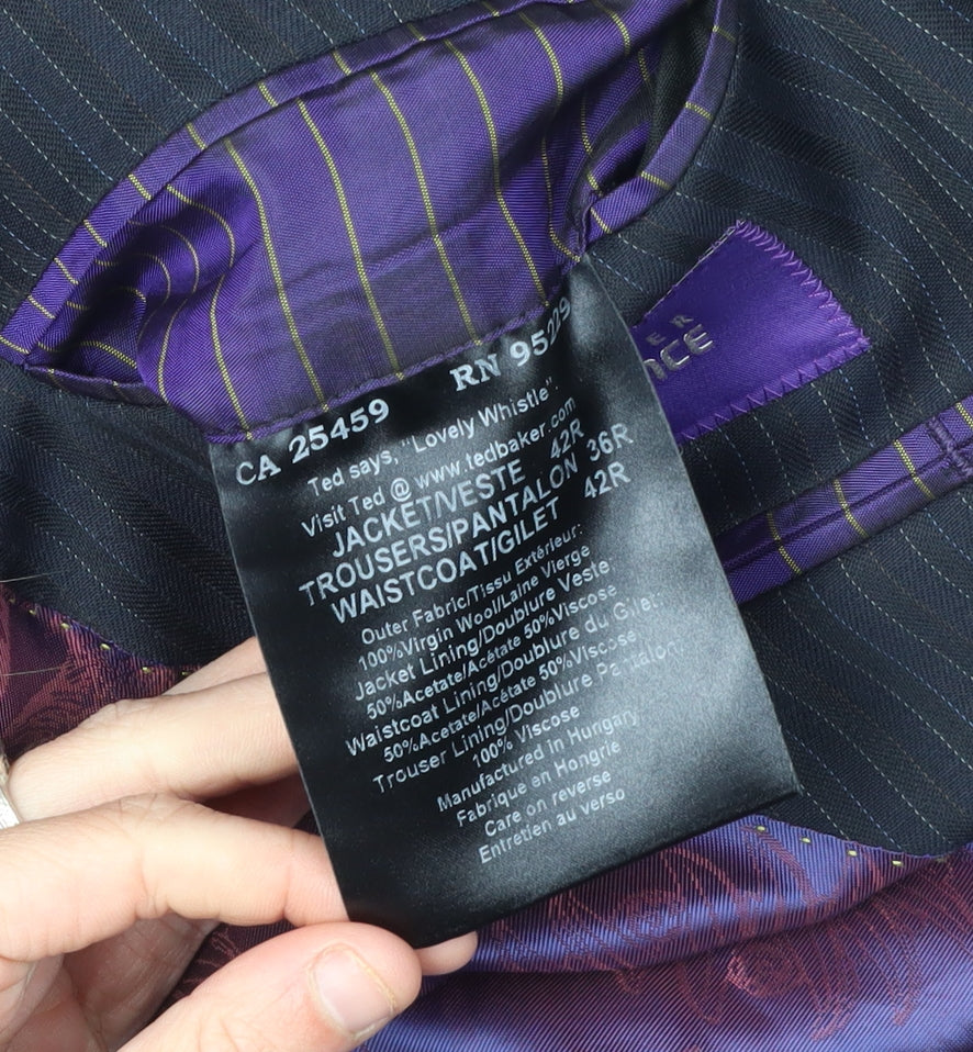 Ted Baker Men's Blue Striped Blazer 42R Wool Formal