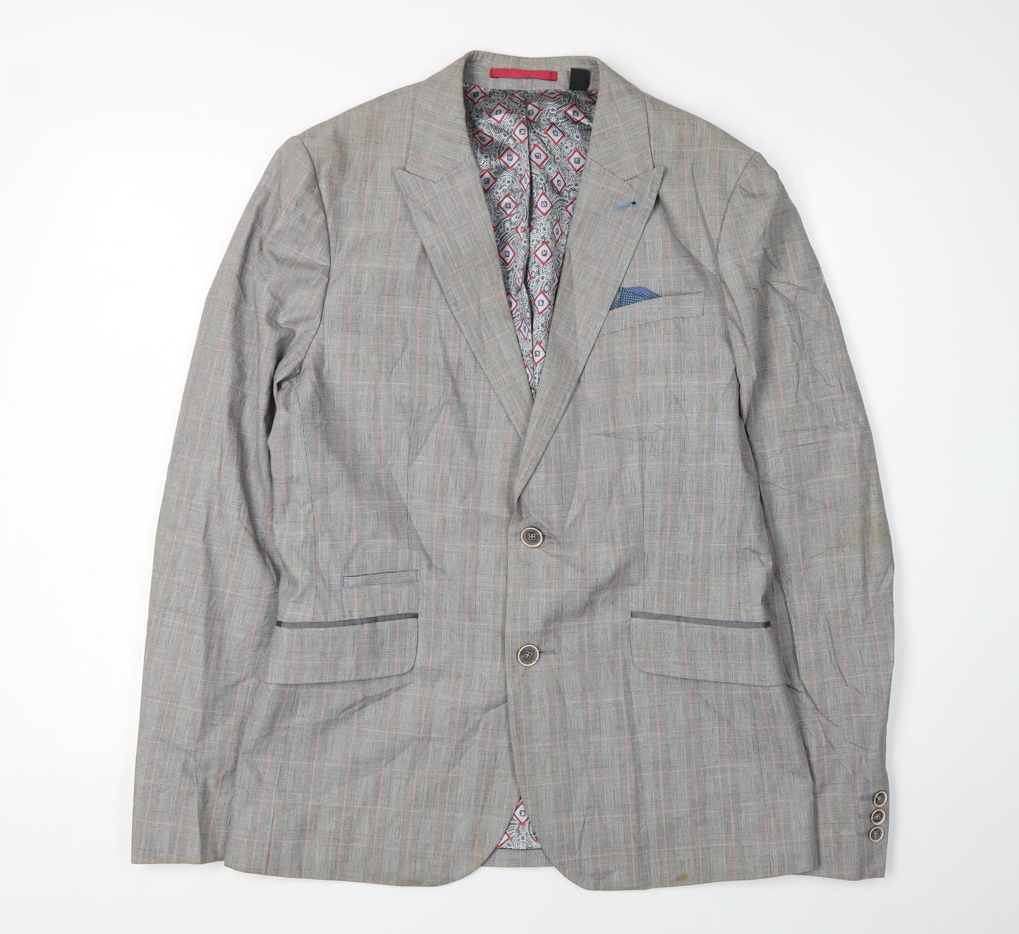 Ted Baker Men's Grey Check Blazer Size 3 - Stylish Elegance