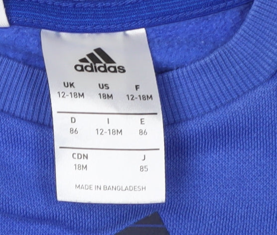 Adidas Unisex Baby Blue Sports Jumper Pullover 12-18 Months