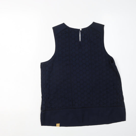 Superdry Women's Blue Sleeveless Cotton Blouse S