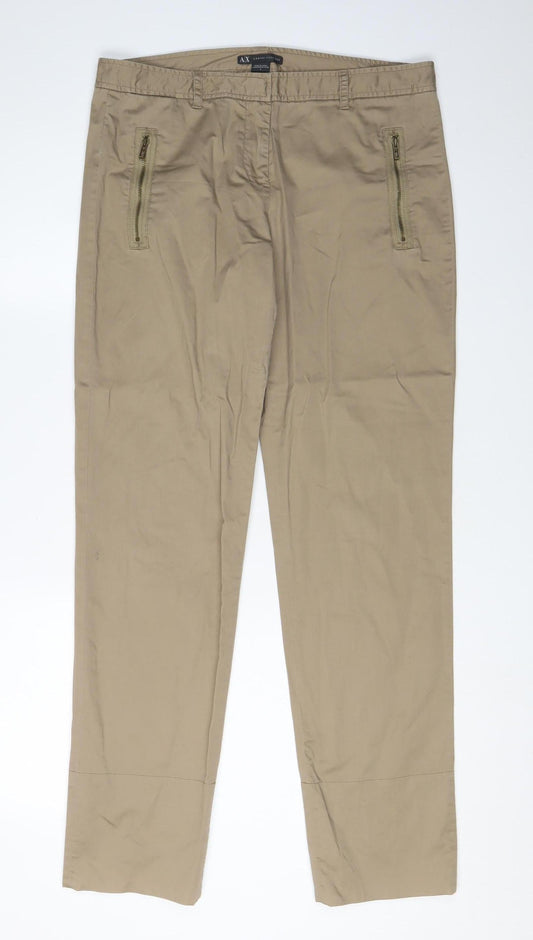Armani Exchange Women's Beige Slim Chino Trousers
