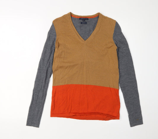 Tommy Hilfiger Women's Multicoloured V-Neck Pullover Jumper XS