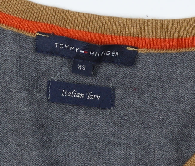 Tommy Hilfiger Women's Multicoloured V-Neck Pullover Jumper XS