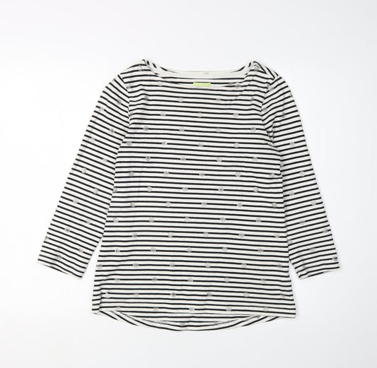 Joules Women's Black Striped 3/4 Sleeve T-Shirt UK 2XS