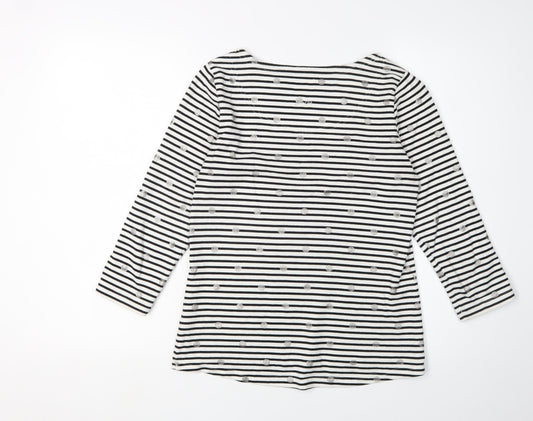 Joules Women's Black Striped 3/4 Sleeve T-Shirt UK 2XS