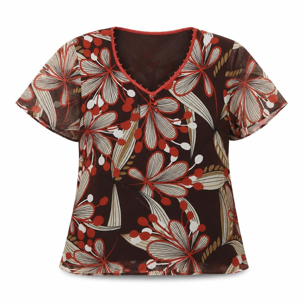 Womens UK Size 12 Jacques Vert Brown Polyester Blouse