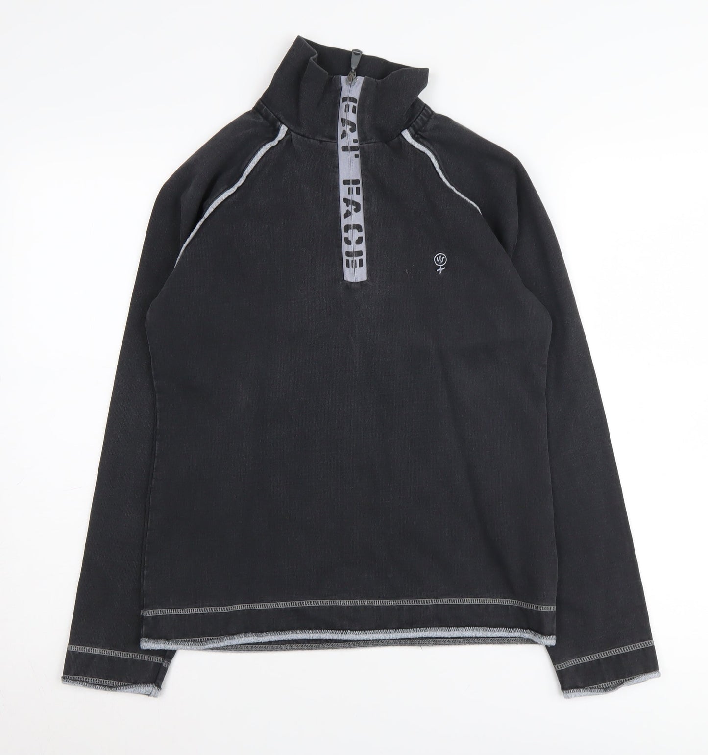 Fat Face Women's Black Henley Sweatshirt Size 8